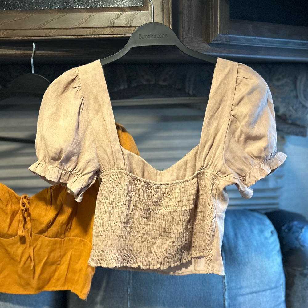 Haute Monde Orange and Beige/light pink Puff Sleeve Blouses - Picture 5 of 13